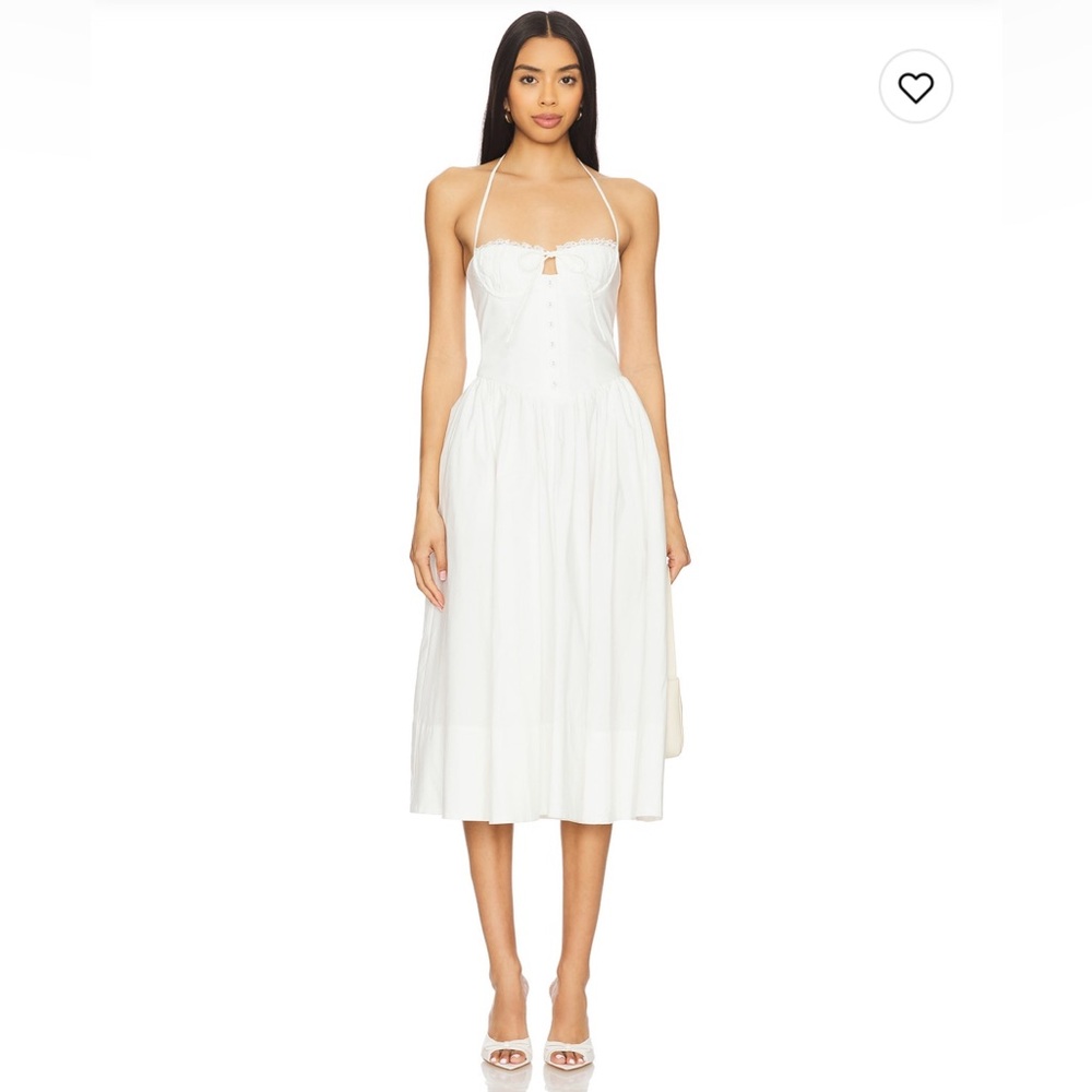 Paz Midi White Halter Dress